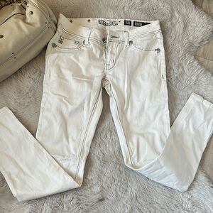 Miss Me White Denim Jeans with Silver Accents